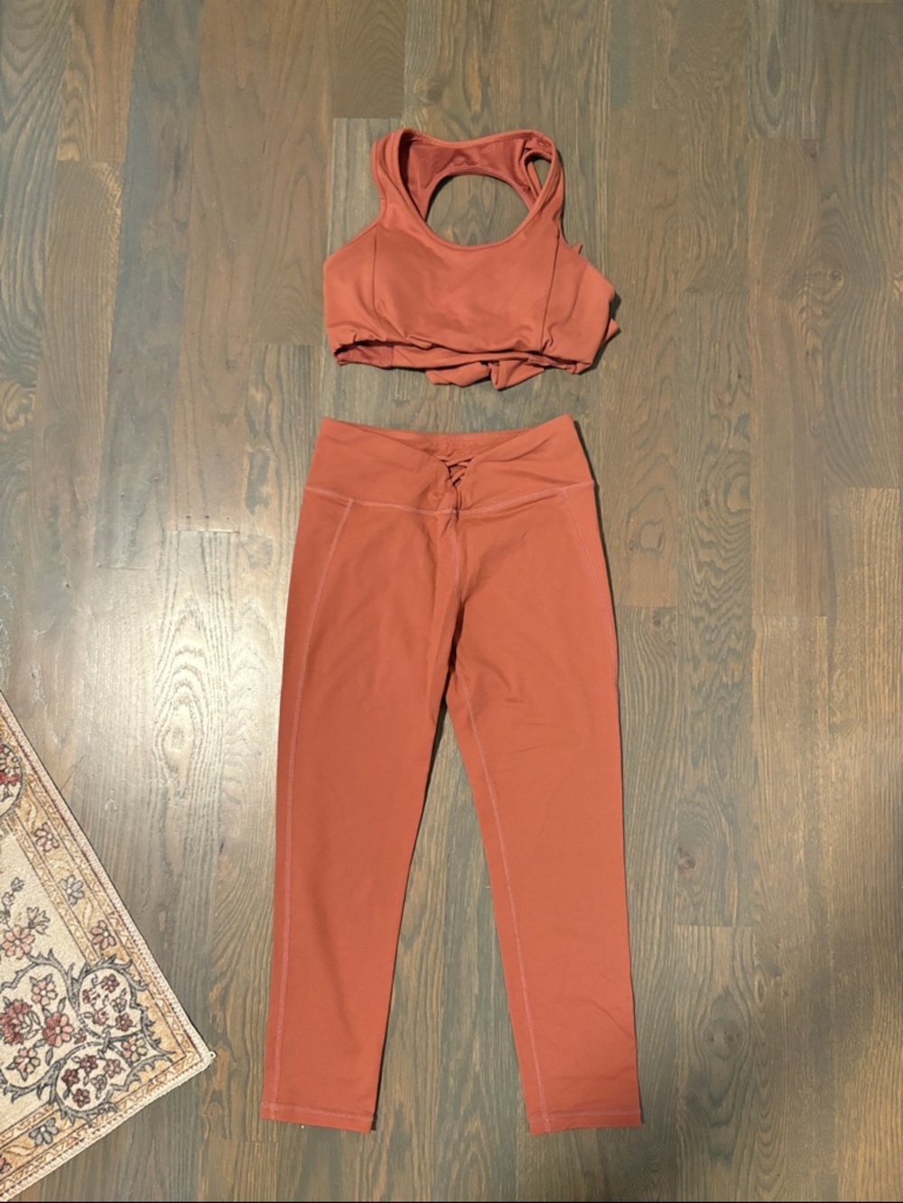 High-Rise Rust Leggings & Sports Bra Set